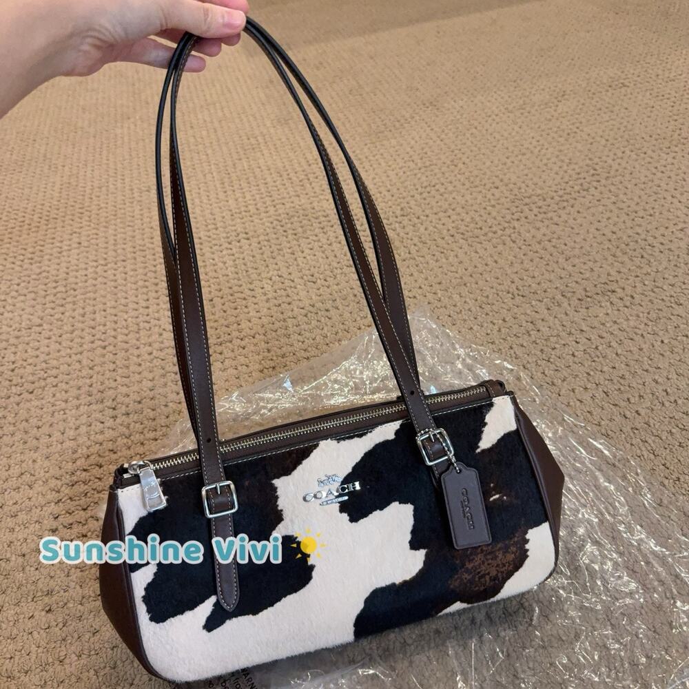 NWT Coach Asher Shoulder Bag With Cow Print CCC85 Cow Printed Haircalf Cow Multi
